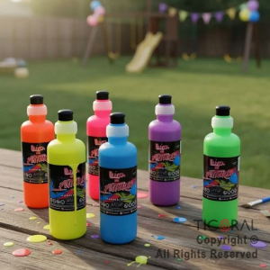 LLUVIA DE PINTURAS NEON COLORES SURTIDOS ( PACK 6 BOTELLITAS DE 250cc c/u.)